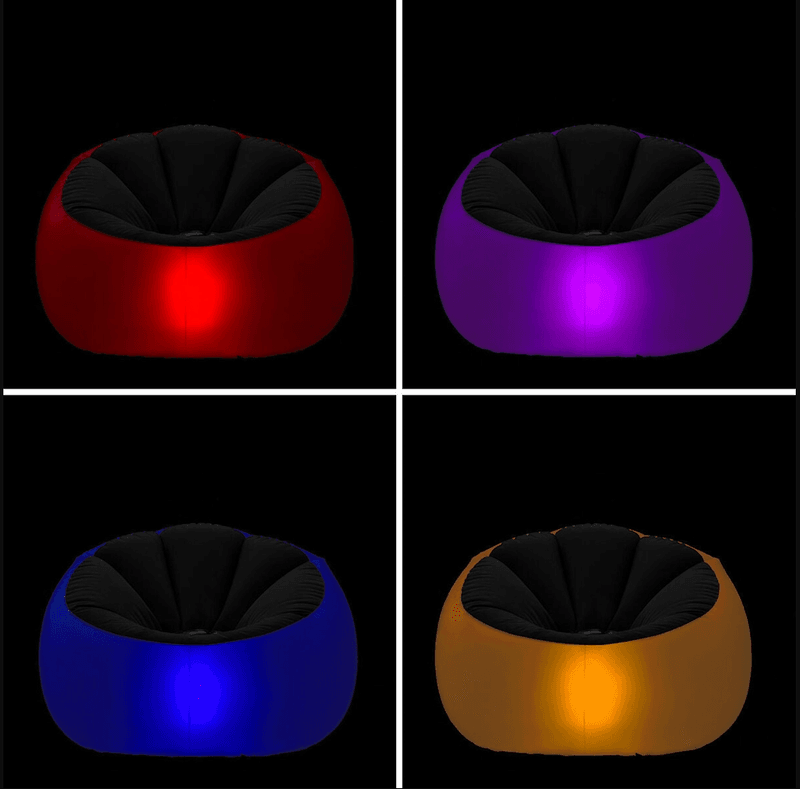 Oppblåsbar gamingstol med LED-lys